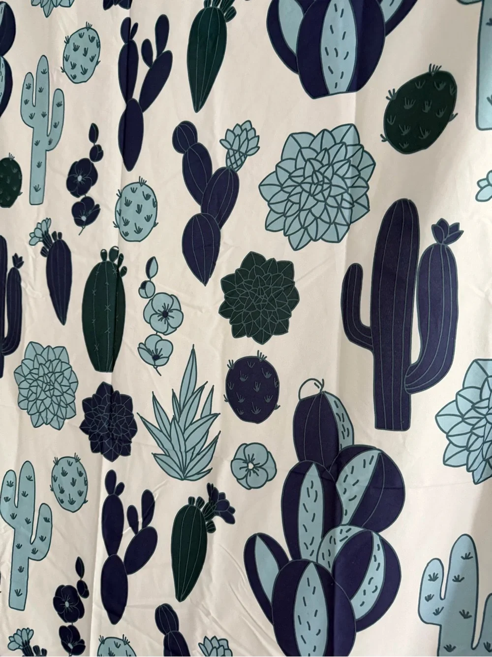 Blue Cactus & Succulent Pattern Curtain 2 Panels